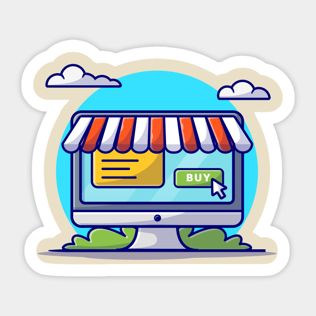 Online Shop Website Cartoon Vector Icon Illustration Sticker by Catalyst Labs